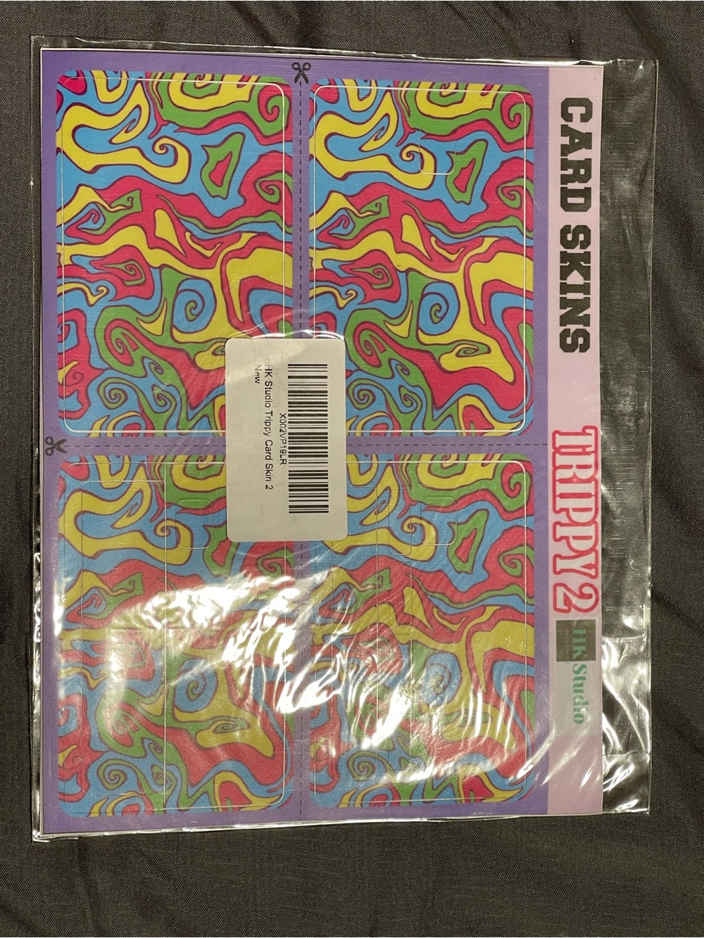2 Sets of Trippy2 Card Skins — Psychedelic Multicolor Pattern